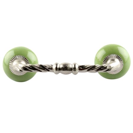 Pea Green Ceramic Cut Bridge Handles